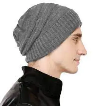 Unisex Grey Beanie Cap 